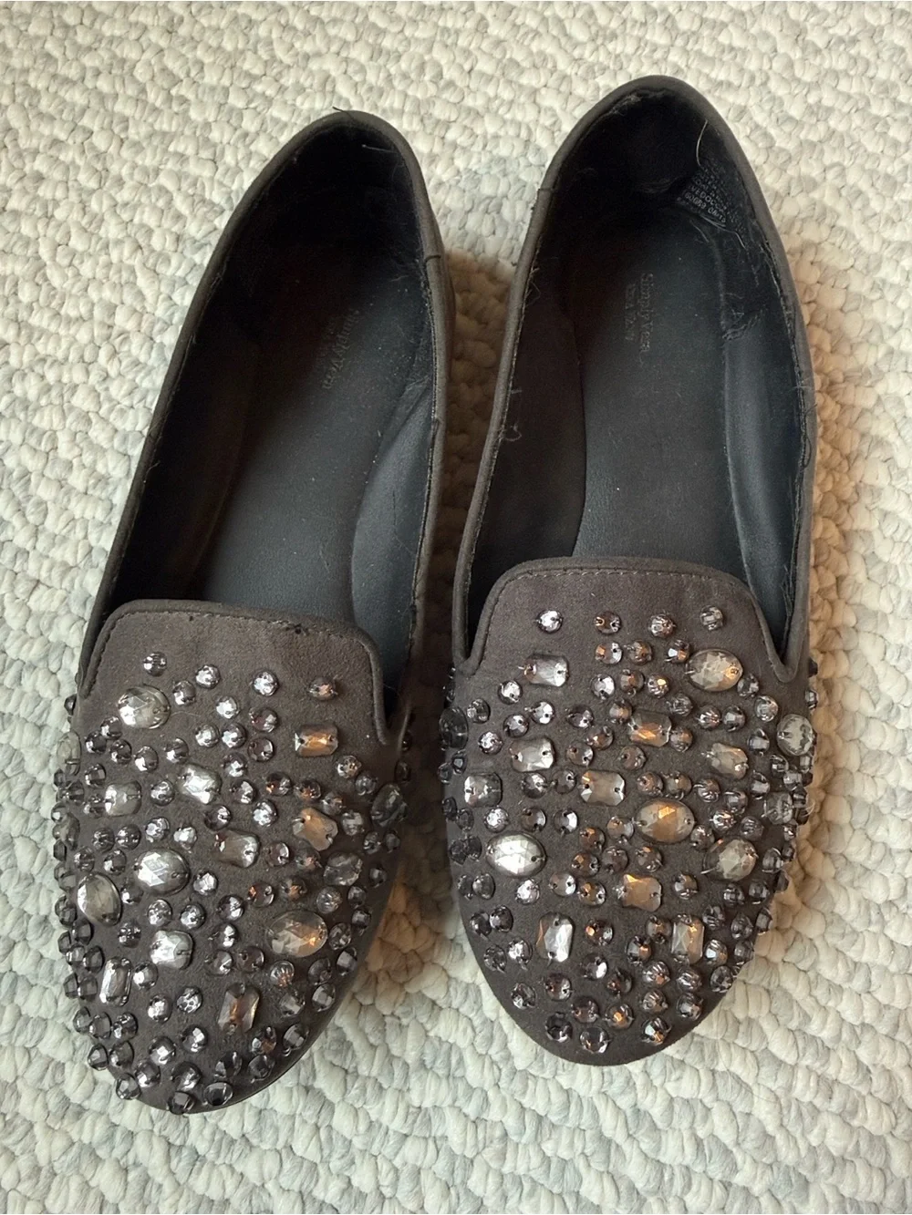 Simply Vera Vera Wang Black Jeweled Suede Loafers